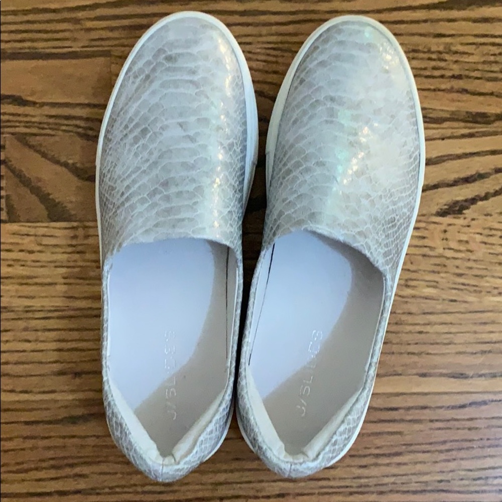 J/Slides silver slip on sneaker